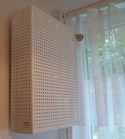 Osłony Wiszące typu A na grzejnik o rozstawie żeberek co 8 cm podejście prawe