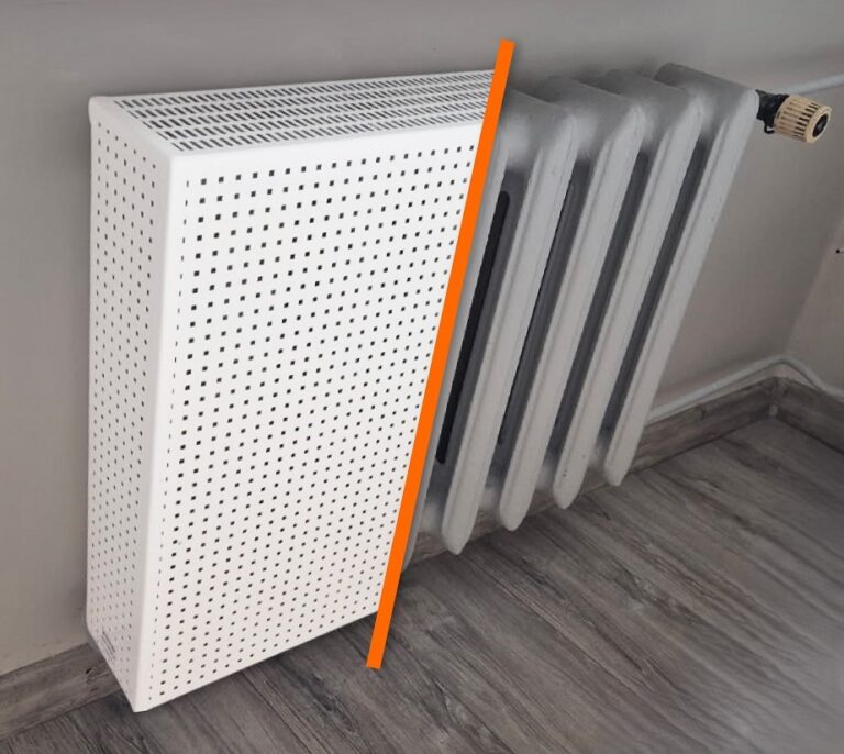 Osłony typu A na grzejnik o rozstawie żeberek co 8 cm podejście prawe