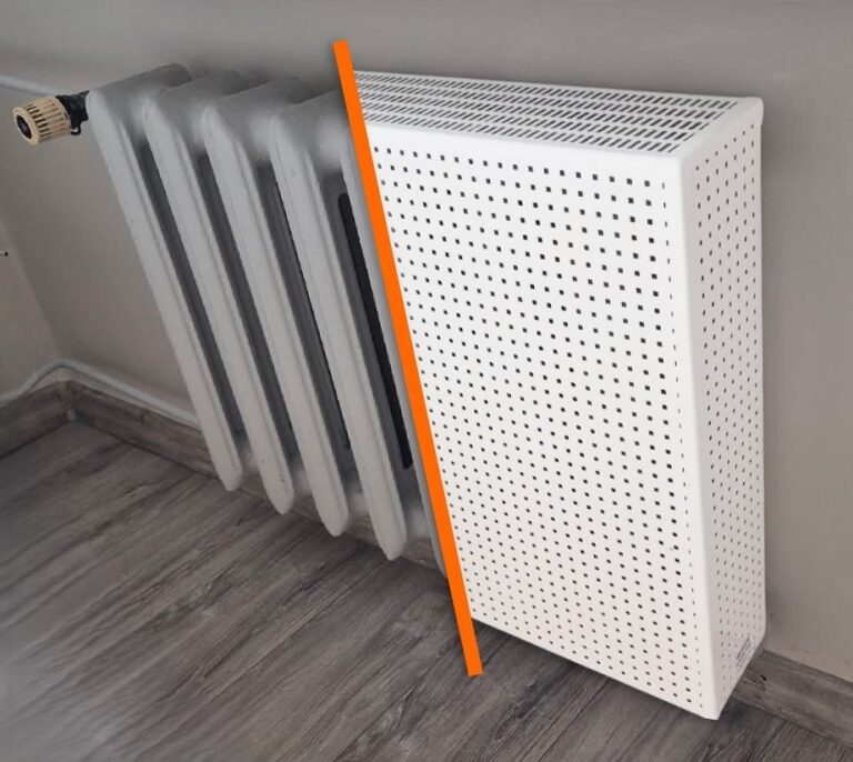 Osłony typu A na grzejnik o rozstawie żeberek co 8 cm podejście lewe